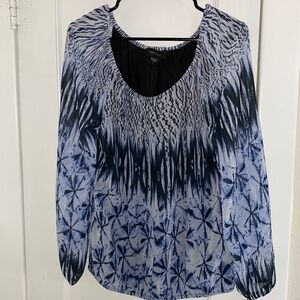 Blue/black Patterned Blouse, Women’s L